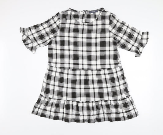 Studio Women Black Check Knee Length Viscose Shift Dress Size 14