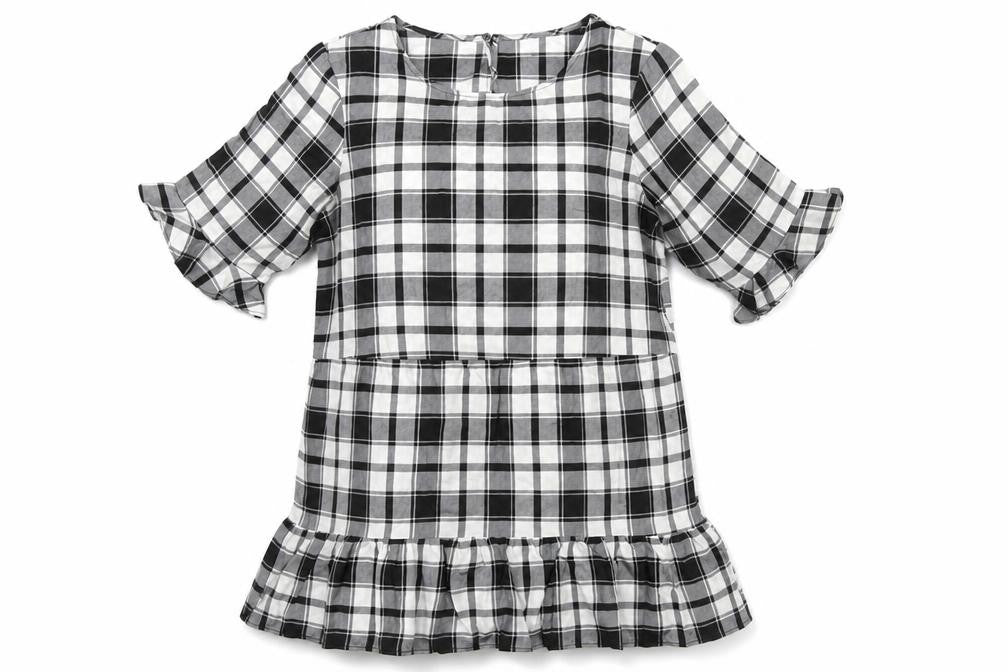 Studio Women Black Check Knee Length Viscose Shift Dress Size 14