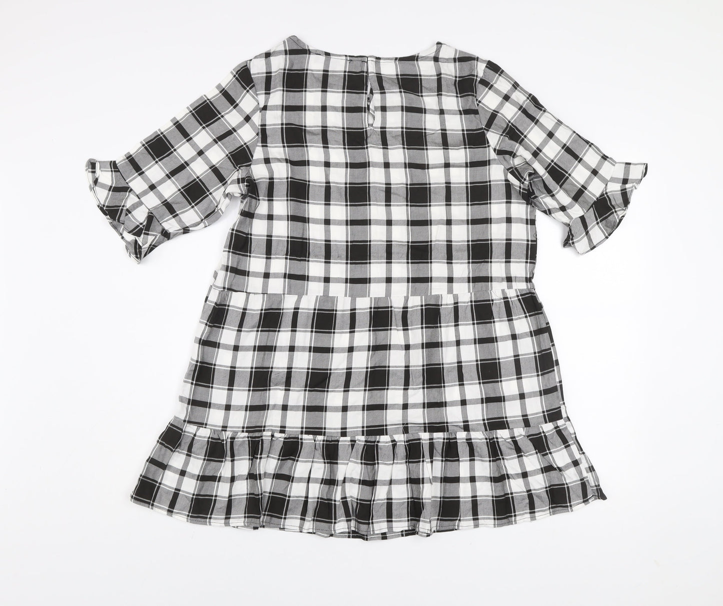Studio Women Black Check Knee Length Viscose Shift Dress Size 14