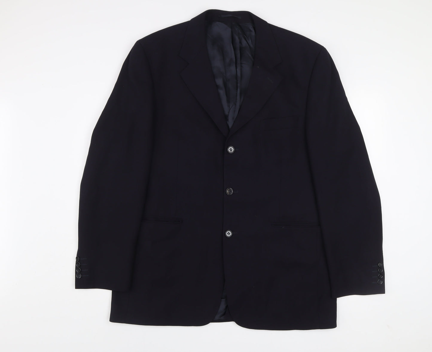 Centaur Men's Black Wool Blend Regular Fit Three-Button Blazer 42R