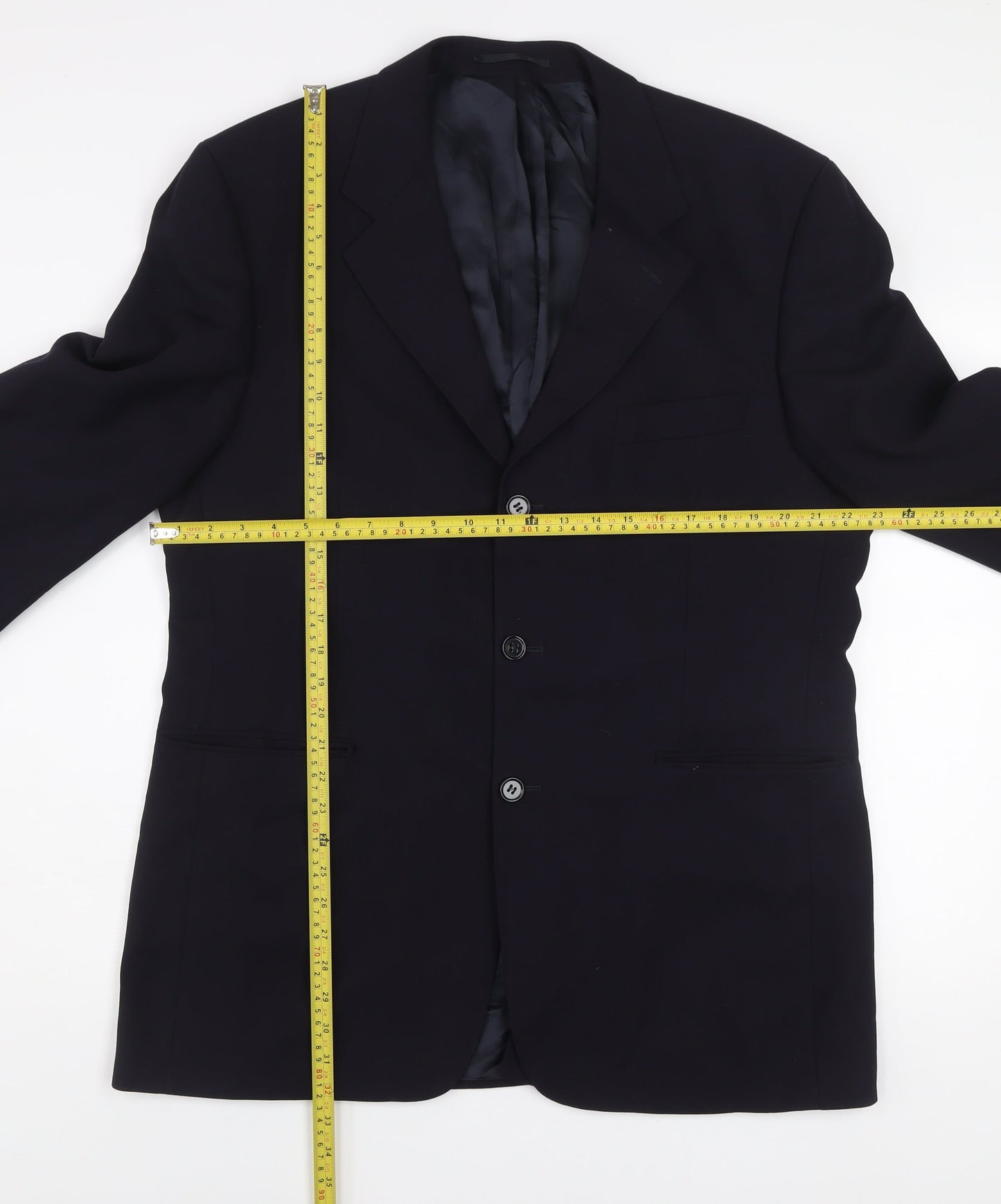 Centaur Men's Black Wool Blend Regular Fit Three-Button Blazer 42R