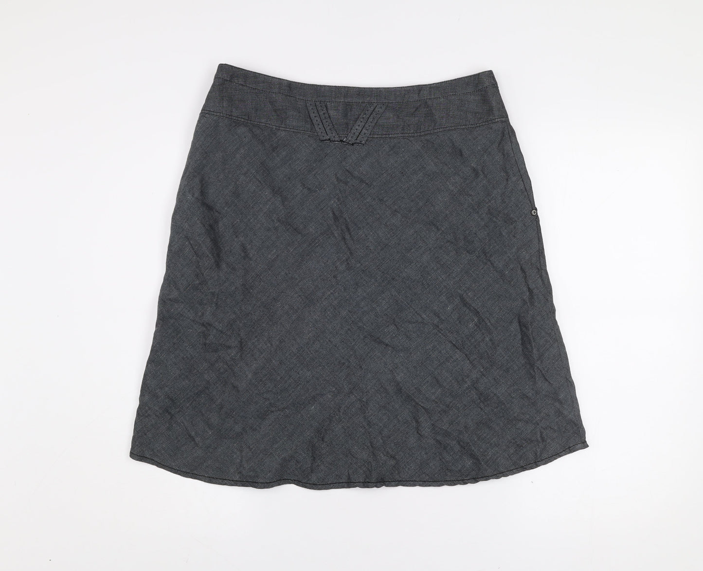 TIMEOUT Women's Grey Knee Length A-Line Linen Skirt Size 10