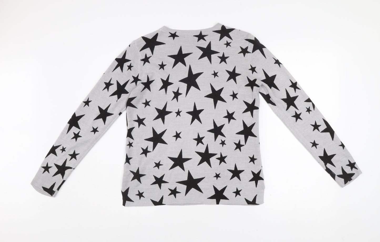 Marks and Spencer Women’s Grey Star Print Acrylic Jumper Size 12
