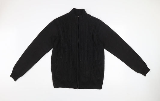 Matinee Mens Black Knit Full Zip Jacket Size M Polyester Lined