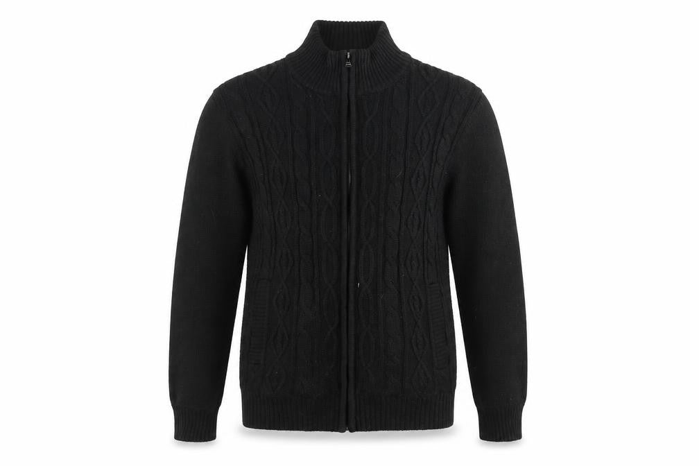 Matinee Mens Black Knit Full Zip Jacket Size M Polyester Lined
