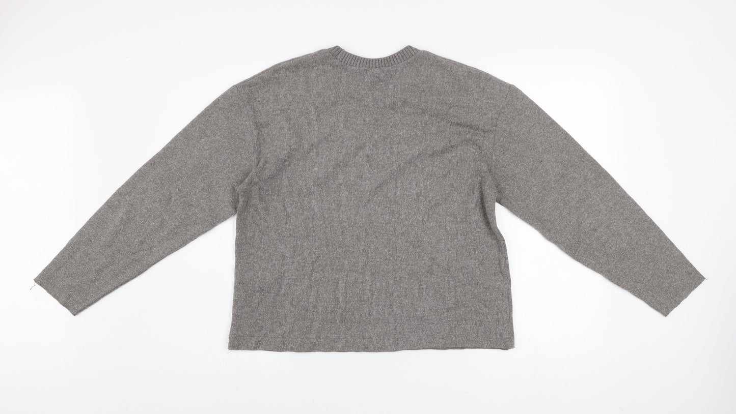 Zara Women Grey Crew Neck Long Sleeve Knit Pullover Jumper Size 8