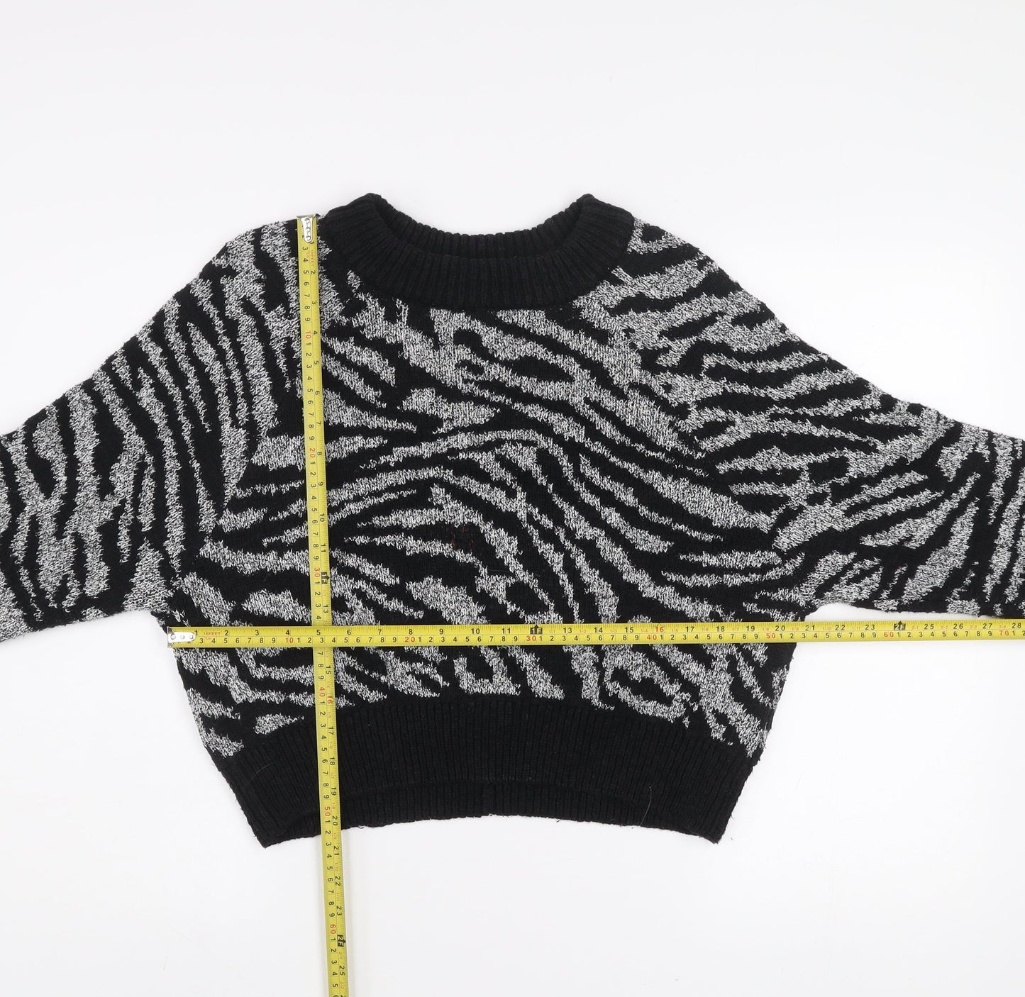 Topshop Women’s Black Zebra Animal Print Knit Jumper Size S