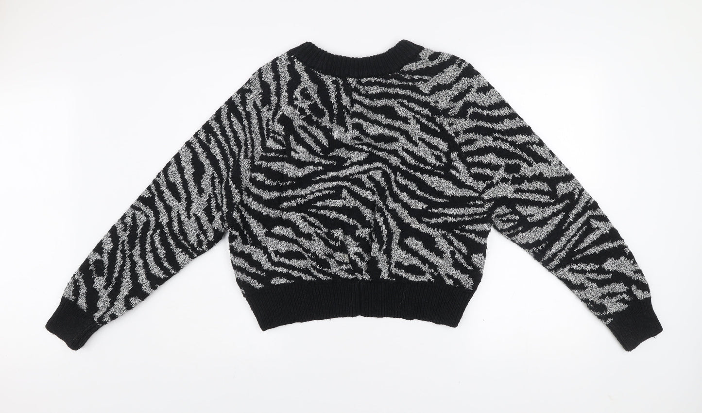 Topshop Women’s Black Zebra Animal Print Knit Jumper Size S