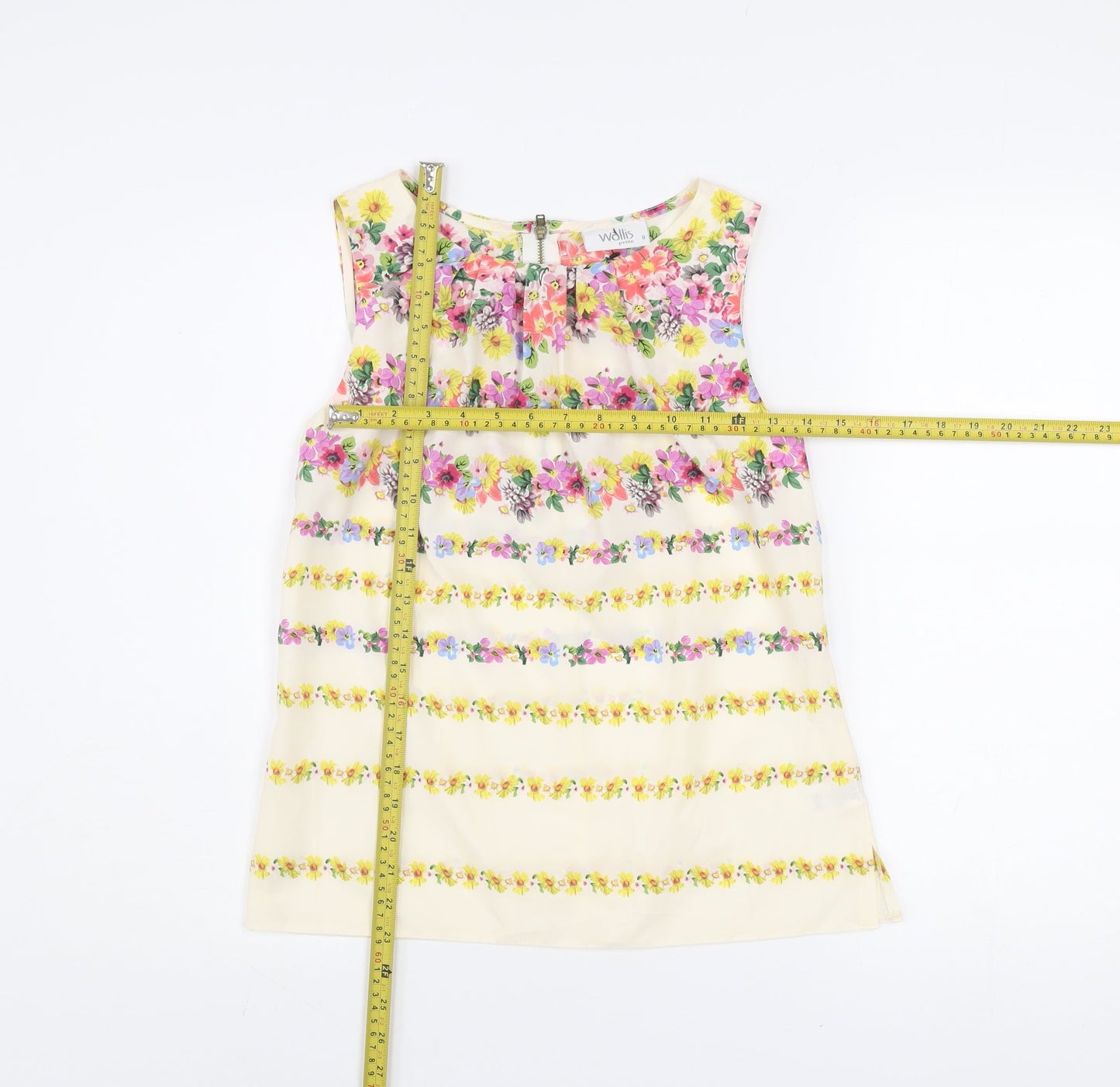 Wallis Petite Women’s Multicoloured Floral Sleeveless Tunic Blouse Size 8