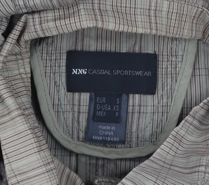 MNG Women’s Beige Checked Hooded Lightweight Long Rain Coat Size 8