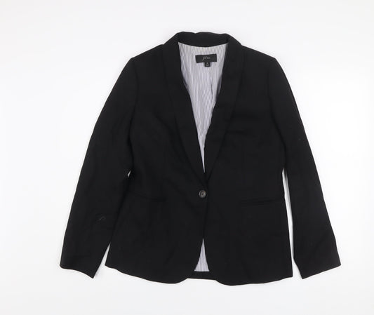 J.Crew Women's Black Wool Blend Fitted Blazer Jacket Size 10