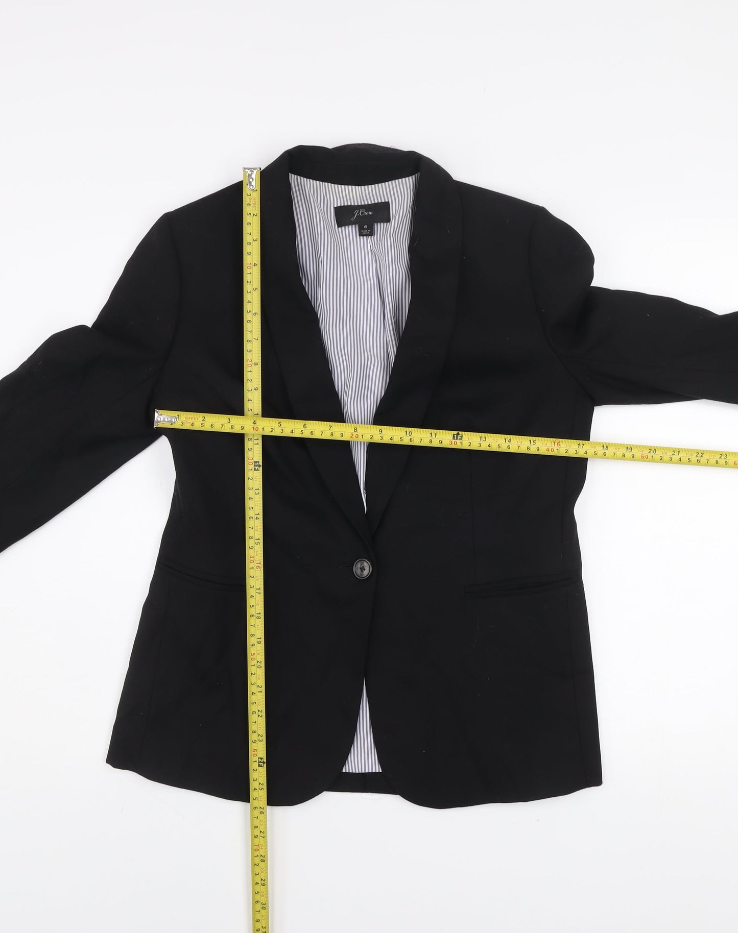 J.Crew Women's Black Wool Blend Fitted Blazer Jacket Size 10