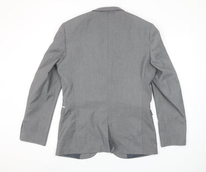 Next Men's Grey Regular Fit Blazer 40R Two Button Notch Lapel Jacket