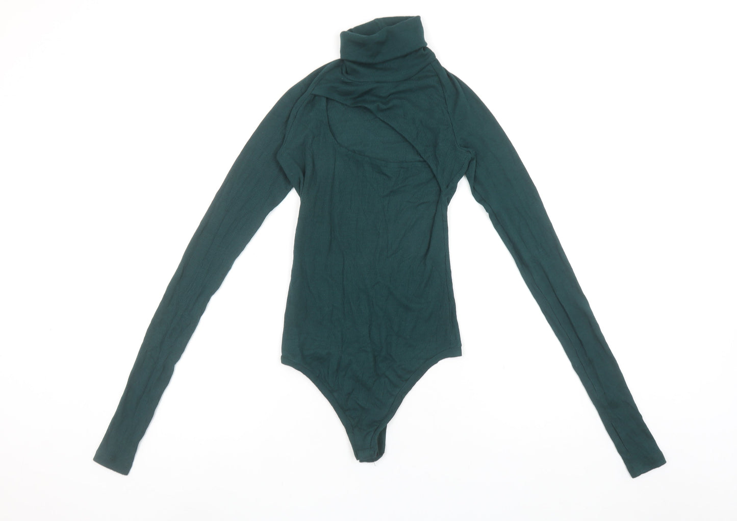 ALIX NYC Womens Green XS Roll Neck Long Sleeve Stretch Bodysuit