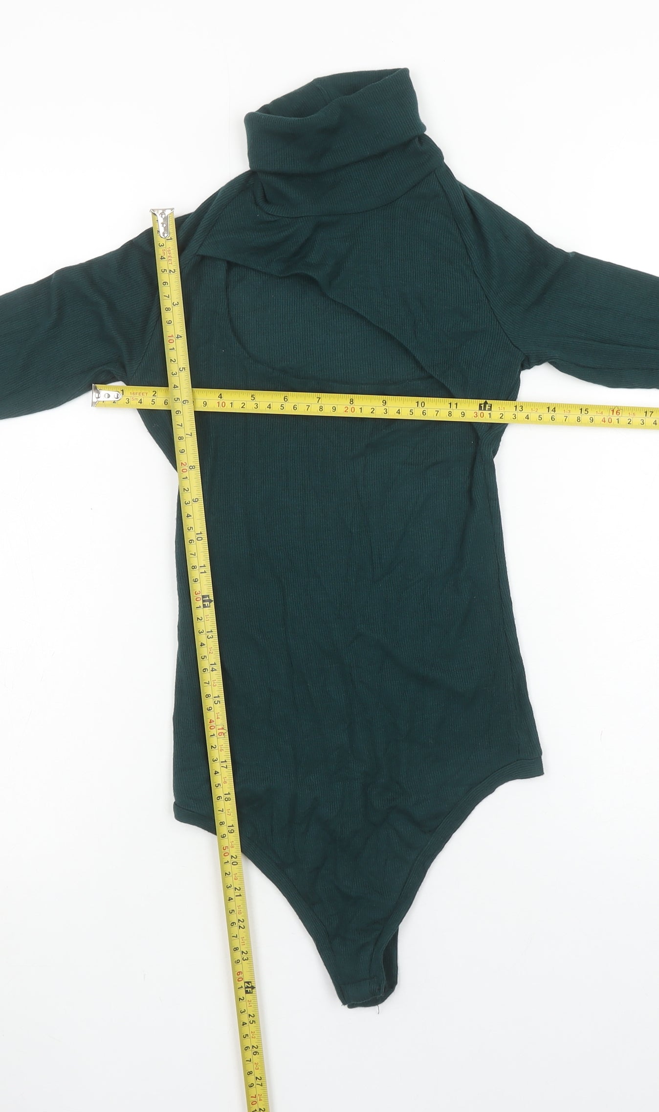 ALIX NYC Womens Green XS Roll Neck Long Sleeve Stretch Bodysuit