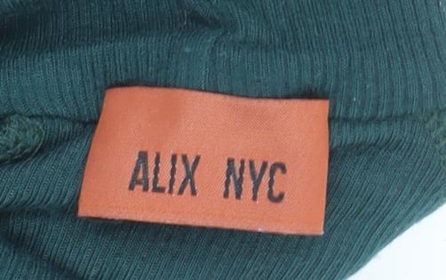 ALIX NYC Womens Green XS Roll Neck Long Sleeve Stretch Bodysuit