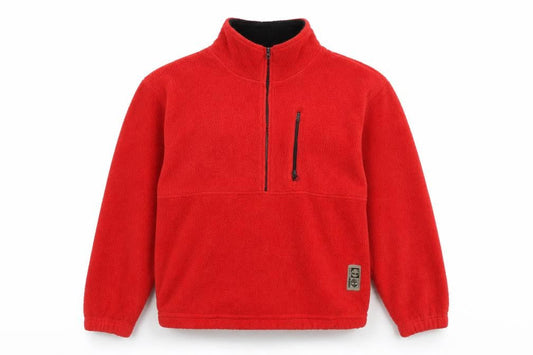 Timberland Mens Red Fleece Half Zip Pullover Sweatshirt L