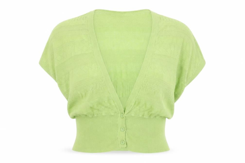 FatFace Womens Green Size 14 Cotton Knit Short Sleeve Cardigan