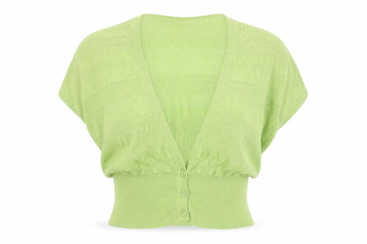 FatFace Womens Green Size 14 Cotton Knit Short Sleeve Cardigan