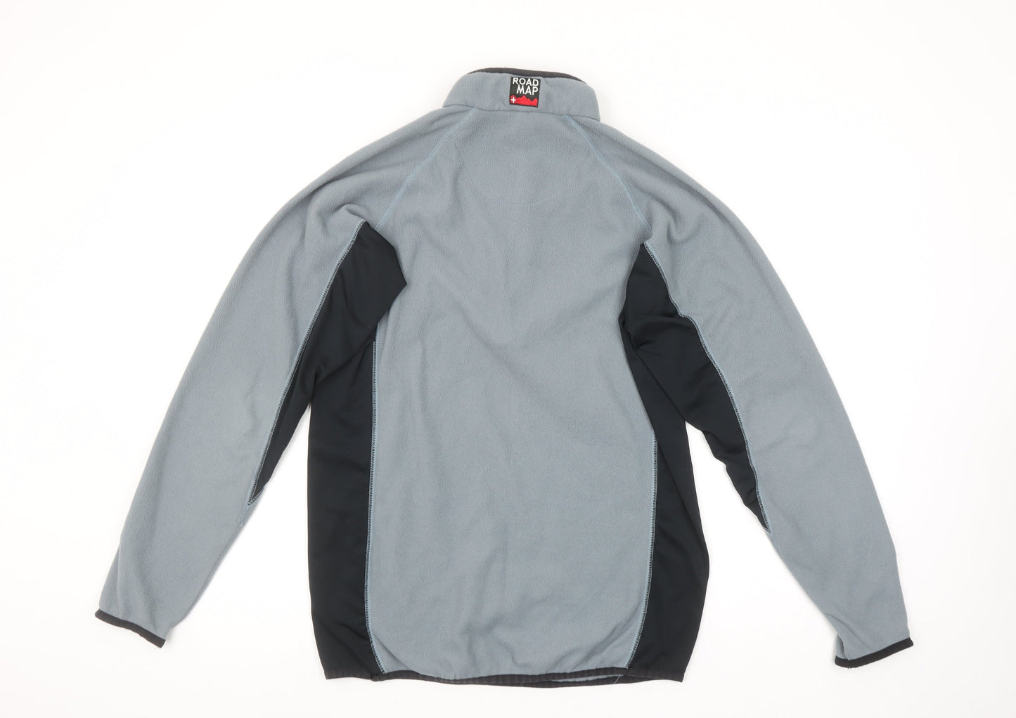 Road Map Men's Grey 1/4 Zip Fleece Pullover Sweatshirt Size S