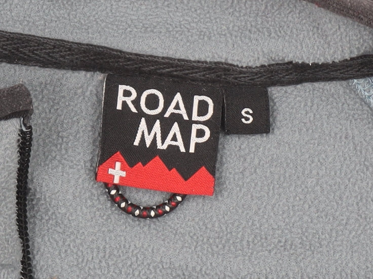 Road Map Men's Grey 1/4 Zip Fleece Pullover Sweatshirt Size S