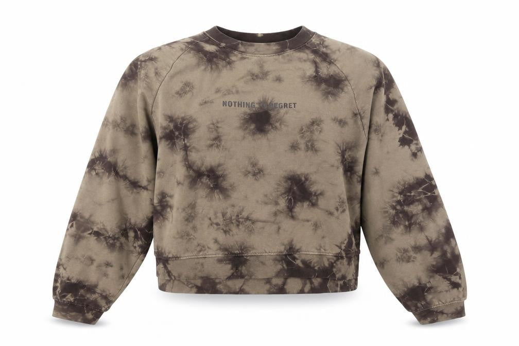ONLY LIFE Women's Brown Tie-Dye Pullover Sweatshirt M Cotton Casual