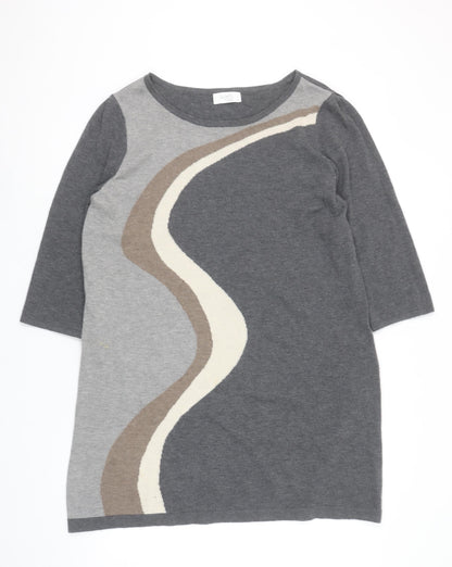 Additional front view of Wallis Petite Grey Colourblock Knit Shift Dress, size 12