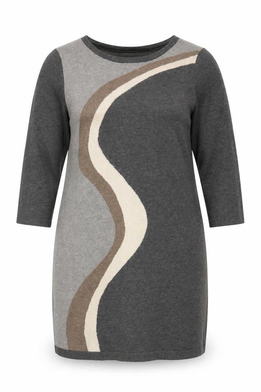Wallis Petite Grey Colourblock Knit Shift Dress Size 12