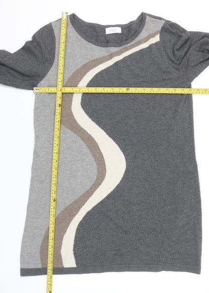 Back view of Wallis Petite Grey Colourblock Knit Shift Dress, size 12