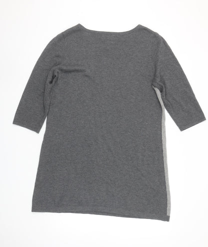 Close-up detail of Wallis Petite Grey Colourblock Knit Shift Dress, size 12