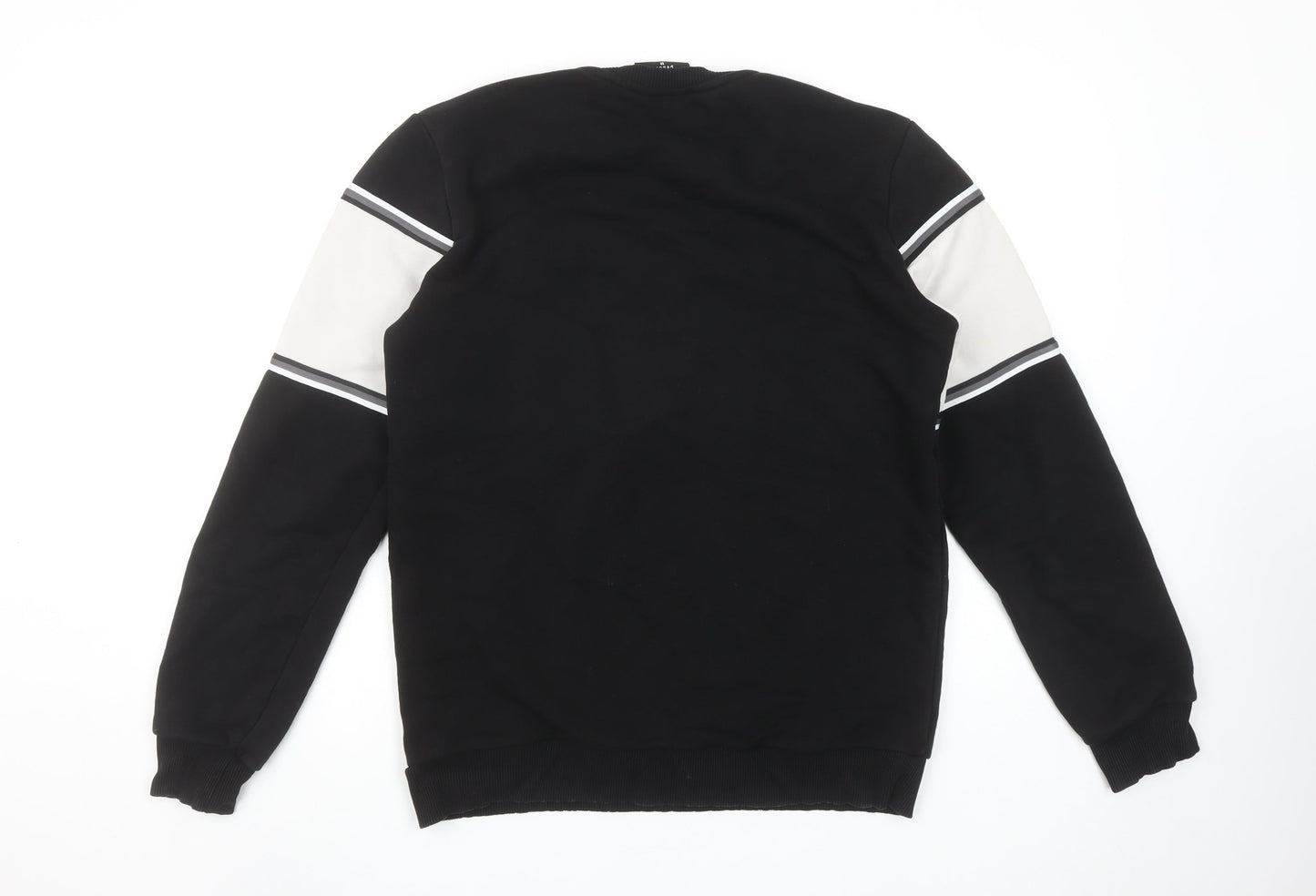 Prè London Men's Black & White Stripe Logo Sweatshirt M