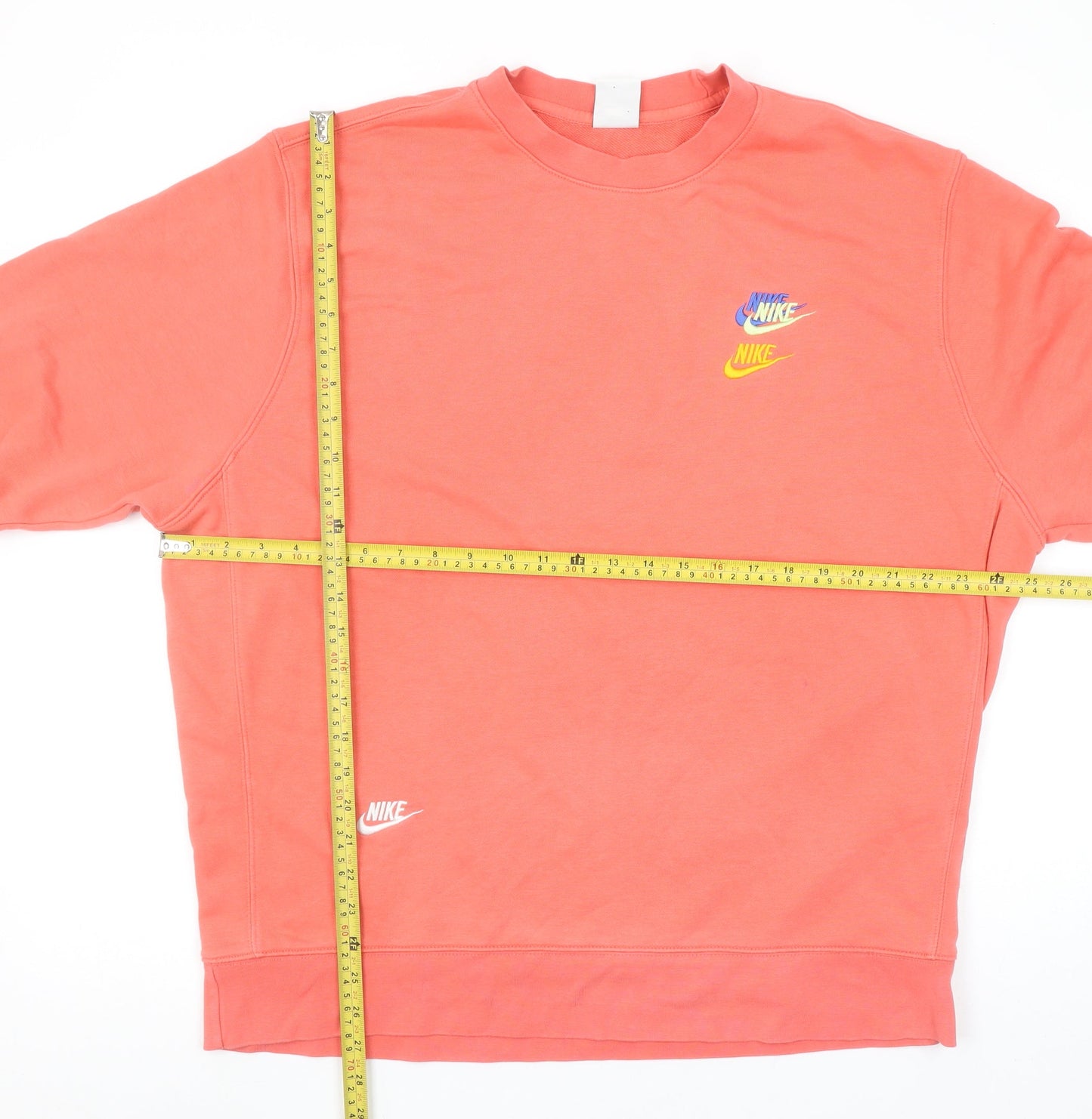Nike Womens Coral Sweatshirt XL Cotton Blend Logo Crew Neck