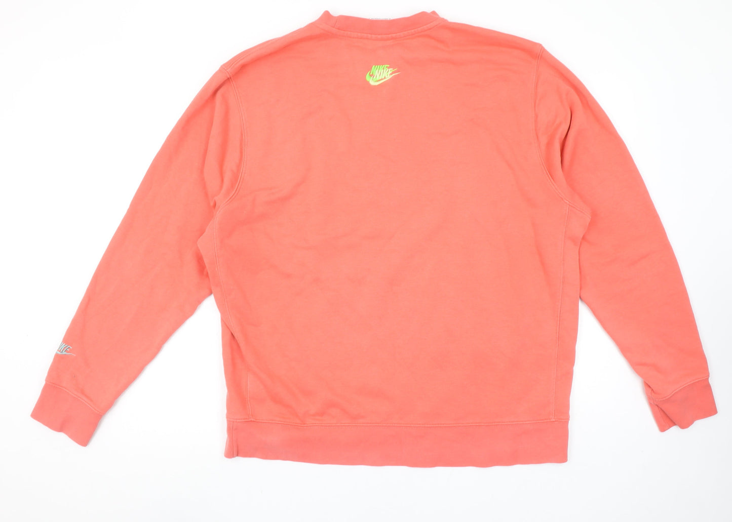 Nike Womens Coral Sweatshirt XL Cotton Blend Logo Crew Neck