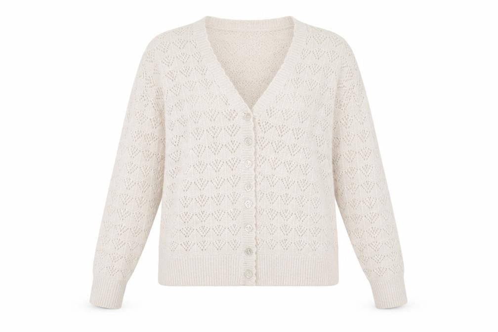 Oasis Women Beige Wool Blend V-Neck Button Cardigan Size M