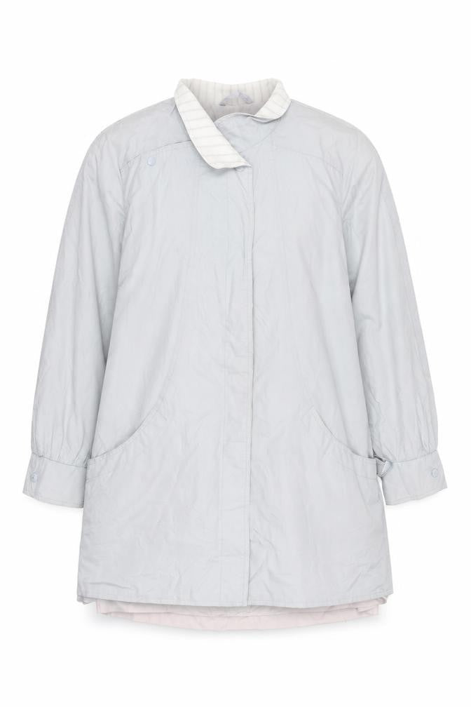 C&A Women Grey Long Rain Coat Size 16 Cotton Nylon Lined Vintage Style