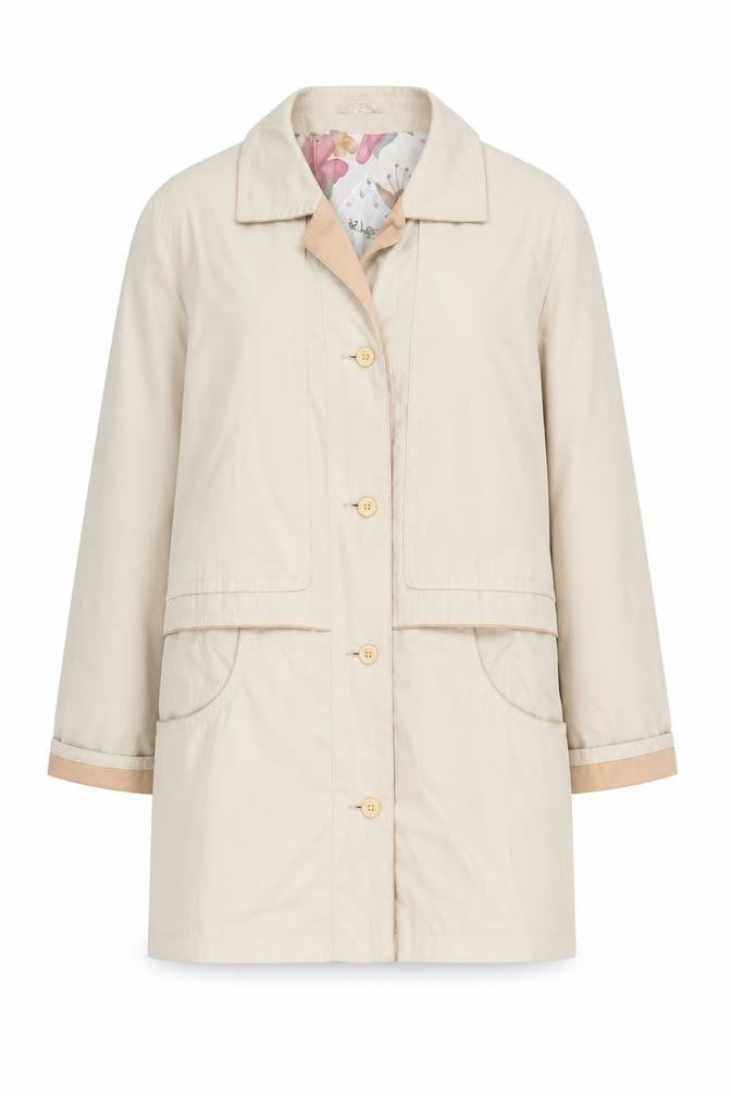 Klass Women Beige Mid-Length Button Overcoat Size 12