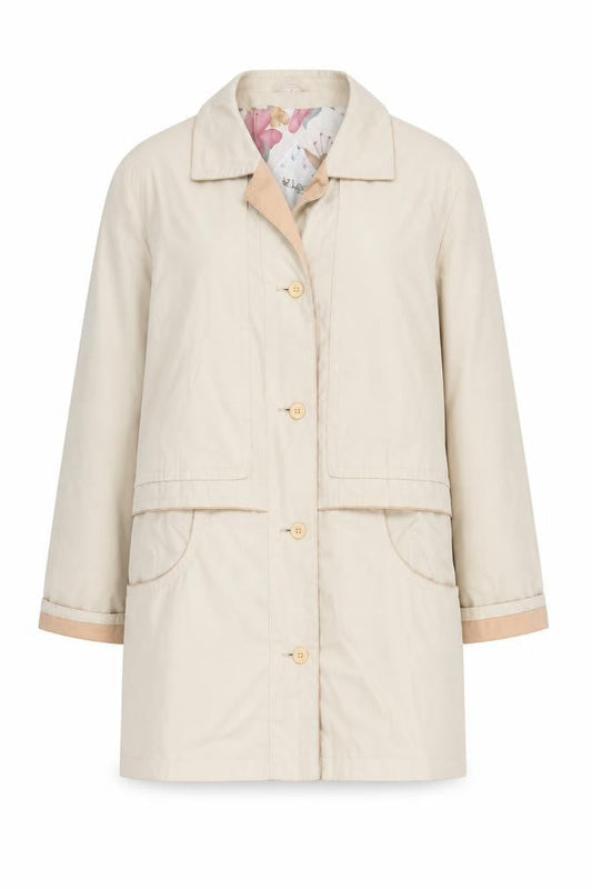 Klass Women Beige Mid-Length Button Overcoat Size 12