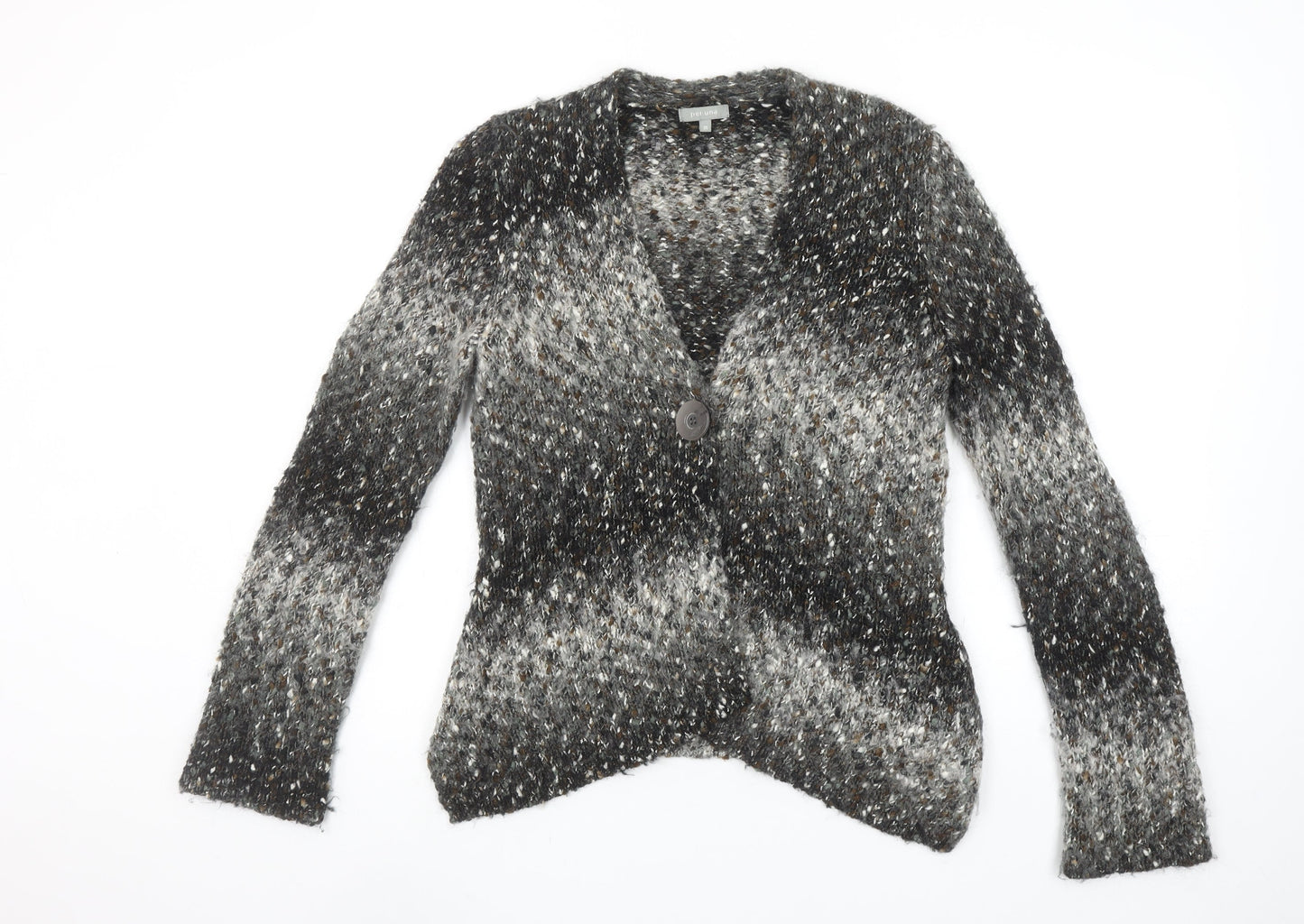 Marks and Spencer Per Una Women's Grey Cardigan M V-Neck Chunky Knit
