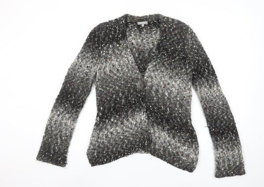 Marks and Spencer Per Una Women's Grey Cardigan M V-Neck Chunky Knit