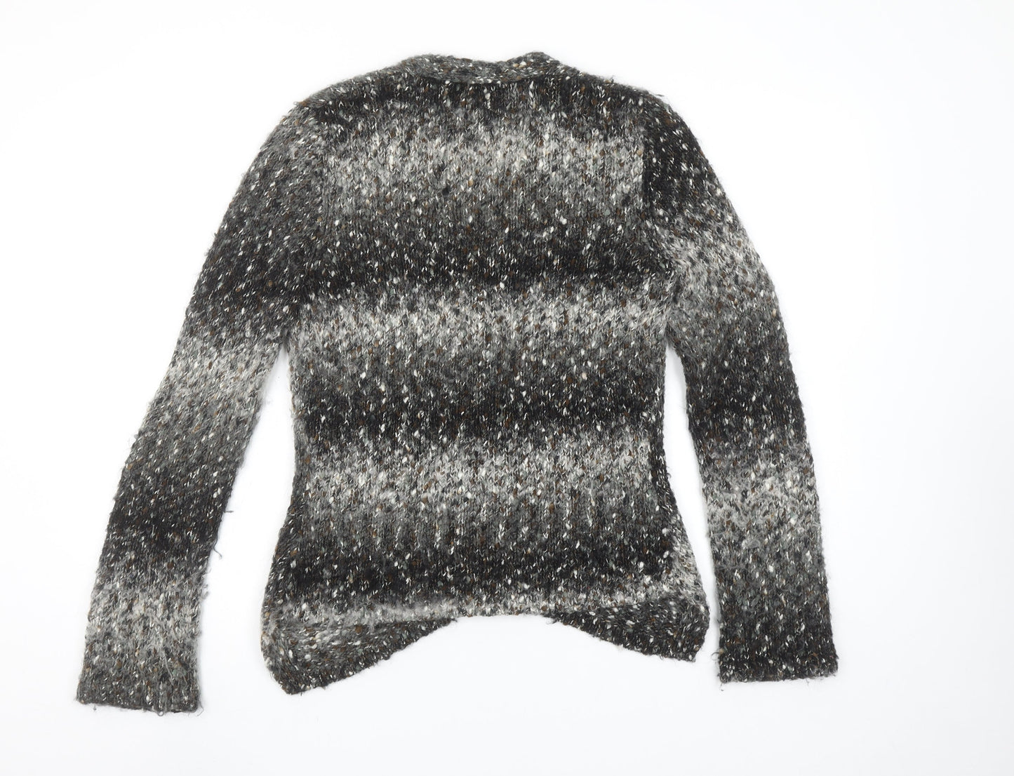 Marks and Spencer Per Una Women's Grey Cardigan M V-Neck Chunky Knit