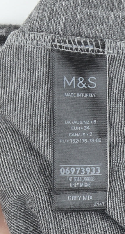 Marks and Spencer Womens Grey Animal Print Long Sleeve T-Shirt Size 6
