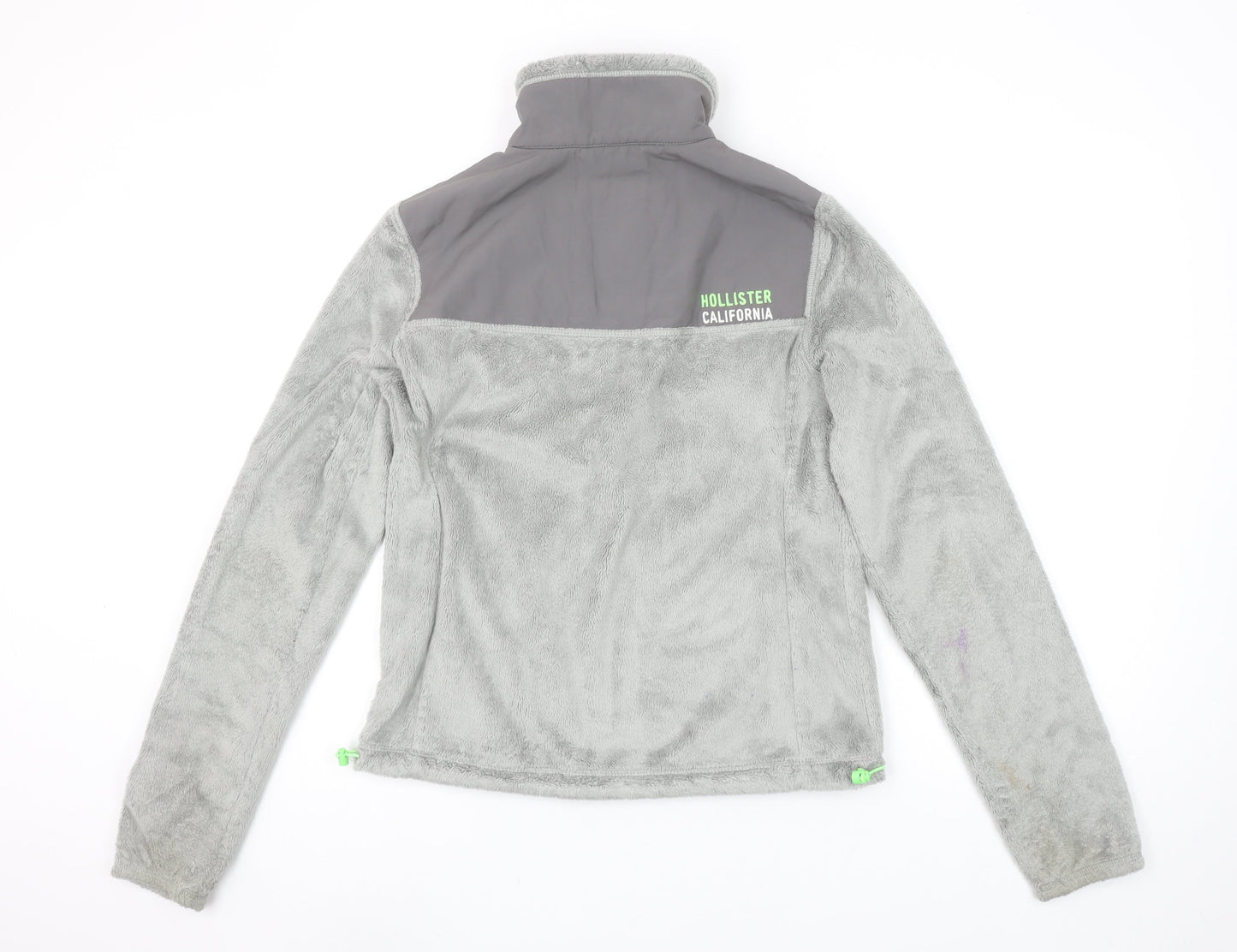 Hollister Women Grey Fleece 1/2 Zip Pullover Sweatshirt S