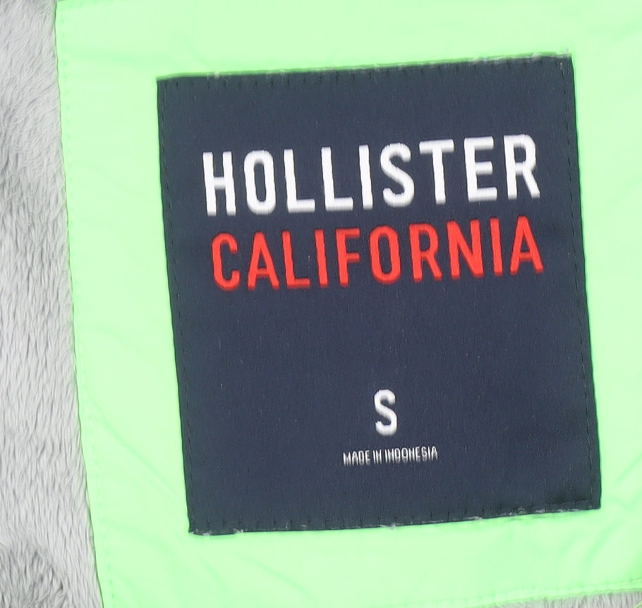 Hollister Women Grey Fleece 1/2 Zip Pullover Sweatshirt S