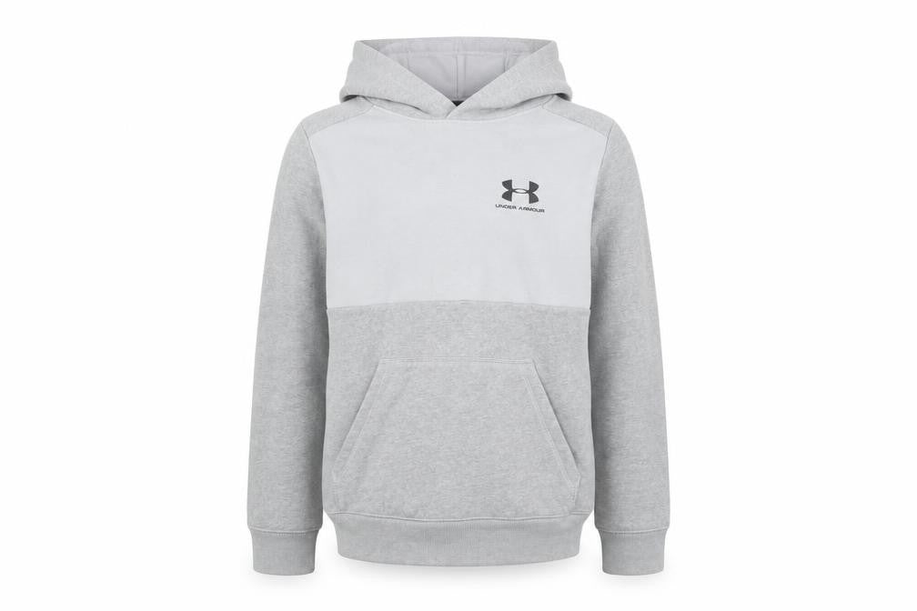 Under Armour Boys Grey Pullover Hoodie Medium ColdGear Fleece