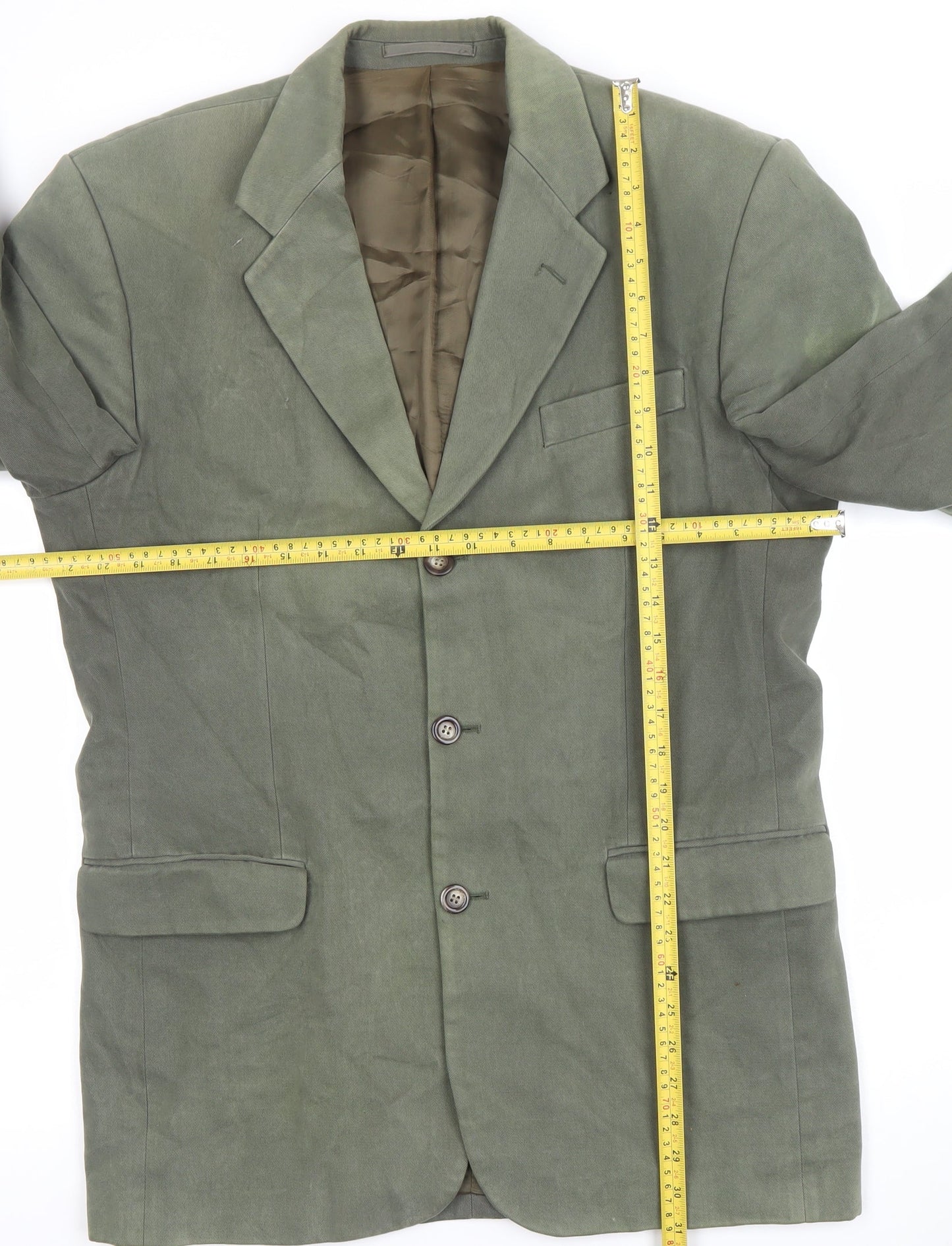 Gurteen Mens Green 40L Cotton Single-Breasted Blazer Jacket
