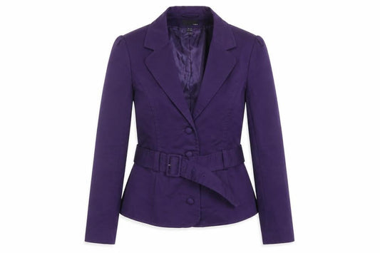 H&M Women's Purple Belted Single-Breasted Blazer UK 14