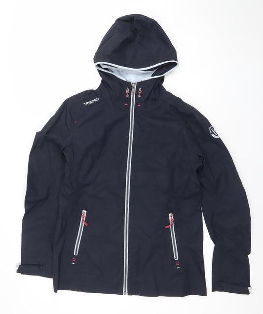 Tribord Women's Blue Waterproof Hooded Rain Jacket 2XS