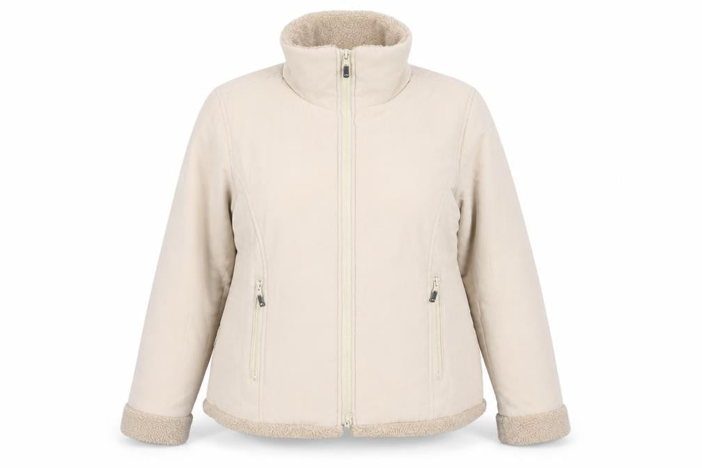 mlw CountrySport Women's Beige L Lined Winter Jacket with Faux Fur Trim
