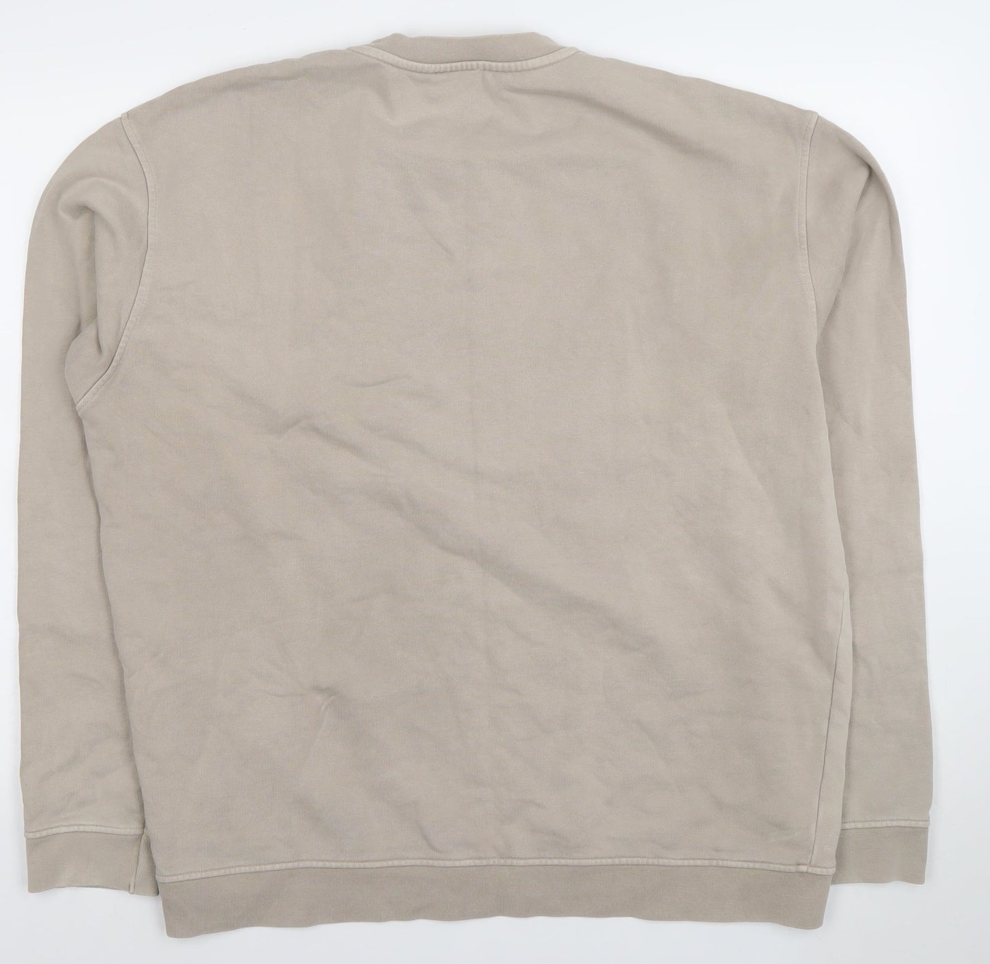 MAYA MAYA Mens Beige Cotton Crew Neck Pullover Sweatshirt L