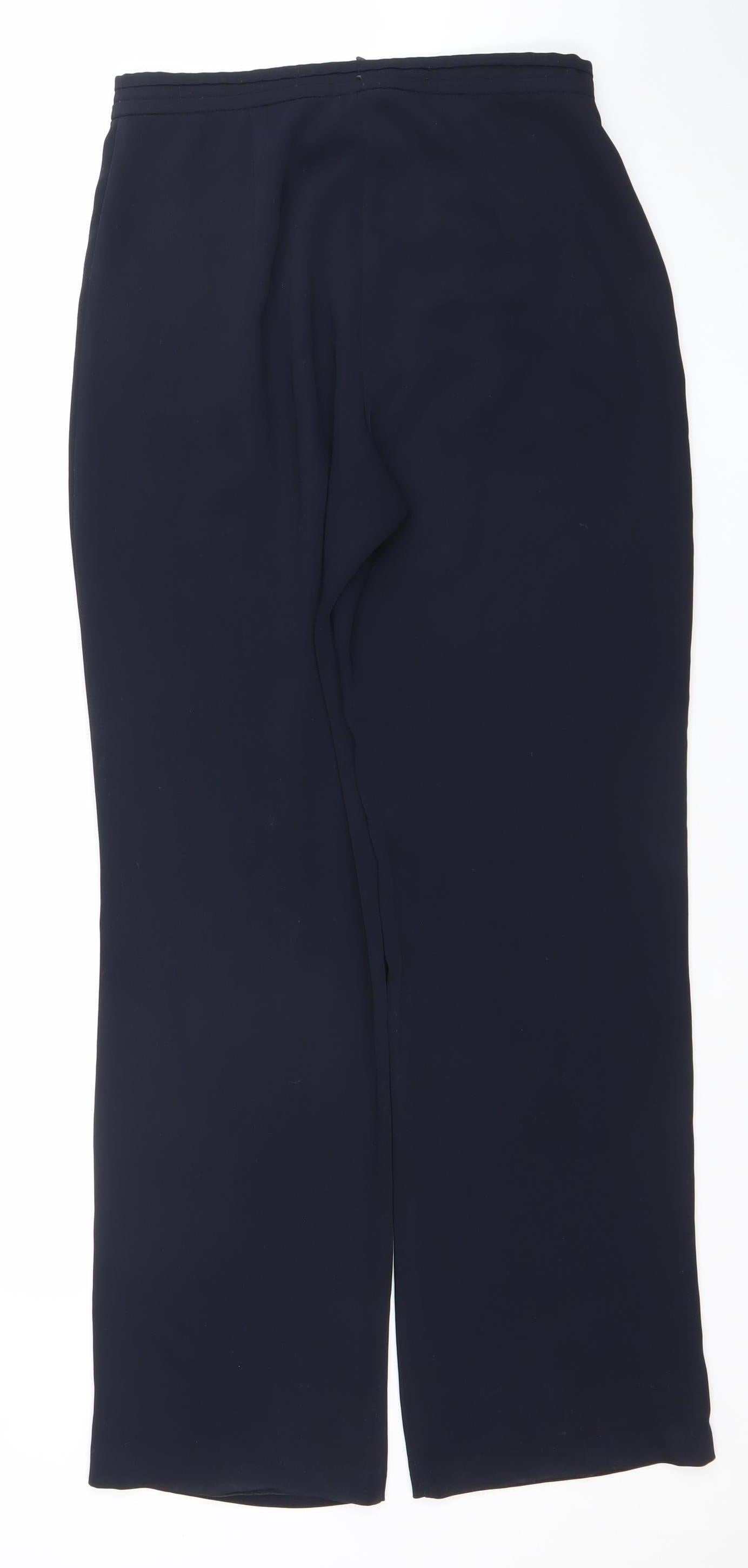 Topshop Women’s Navy Blue Pleated Trousers Size 10 Regular Fit